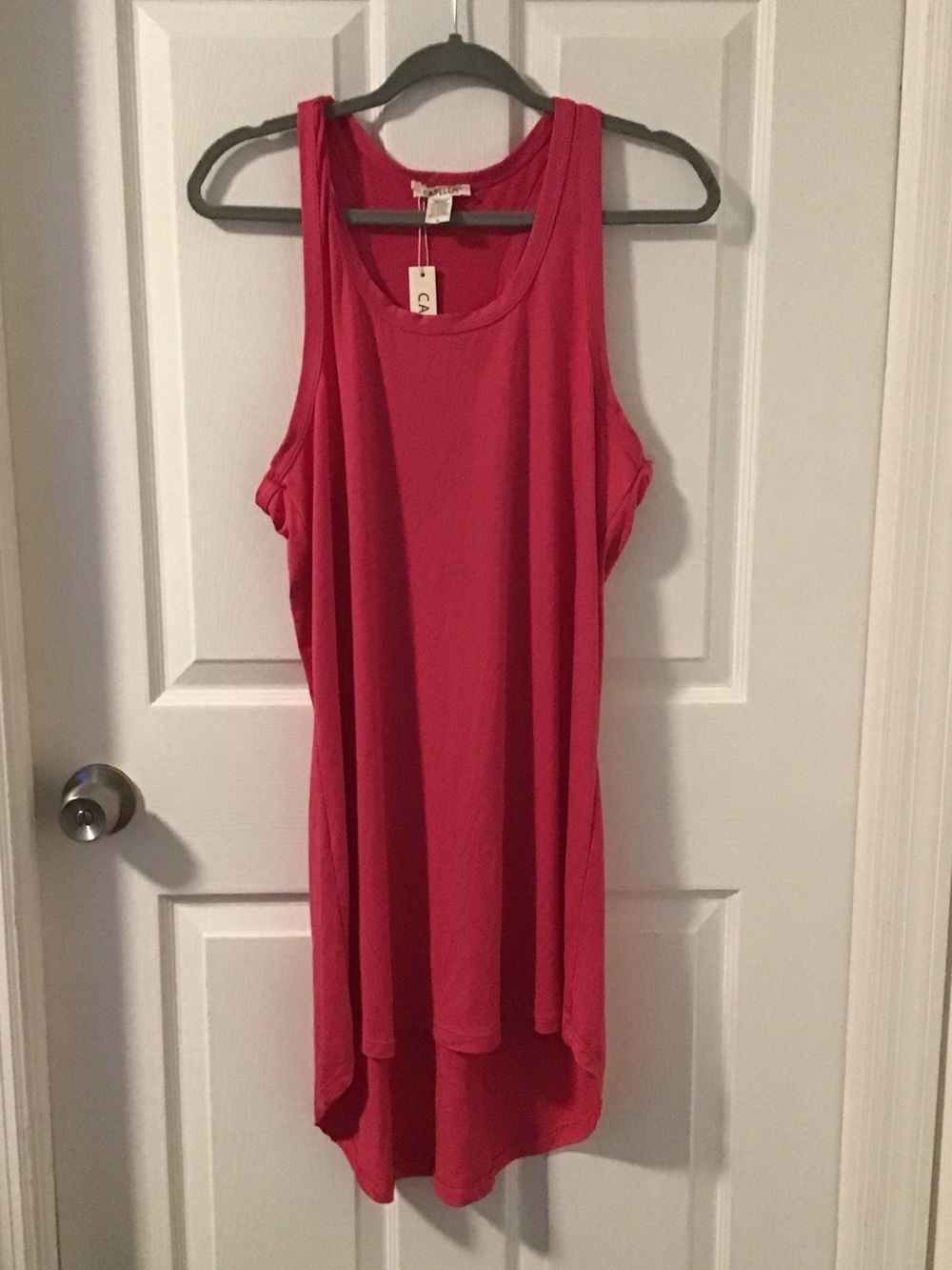 Sleeveless High-Low Tank Dress in Coral